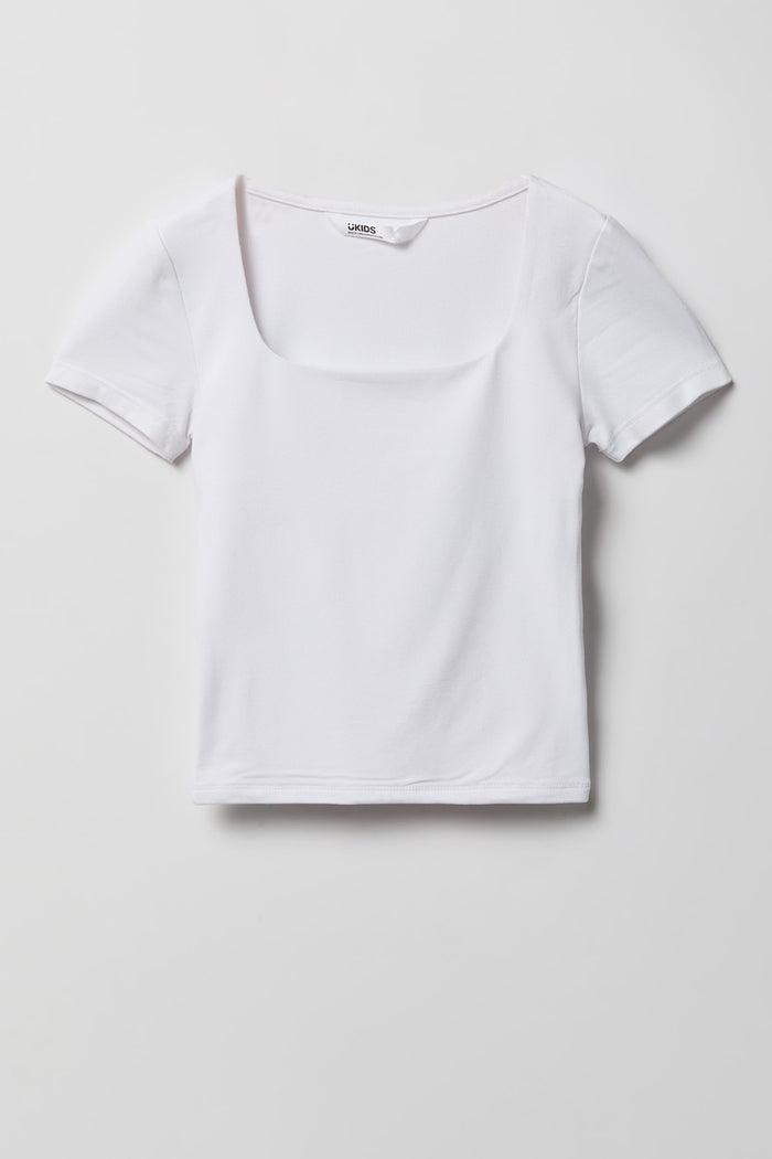 Girls Luxe Heavy Contour Square Neck T-Shirt