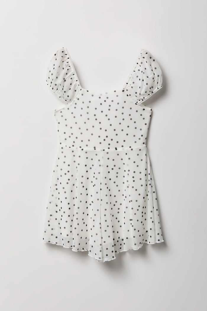 Girls Printed Mesh Dress Romper