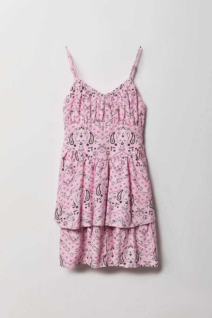 Girls Printed Ruffled Tiered Dress