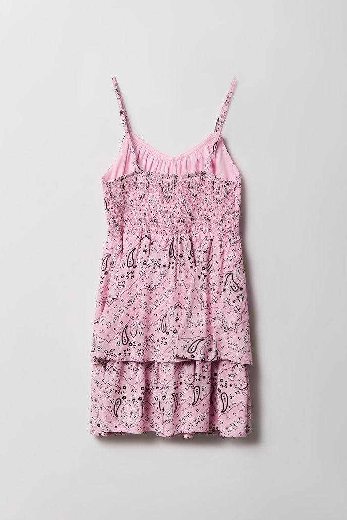 Girls Printed Ruffled Tiered Dress