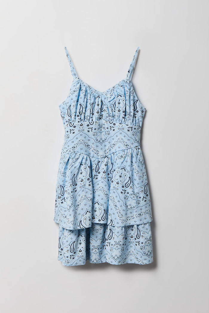 Girls Printed Ruffled Tiered Dress