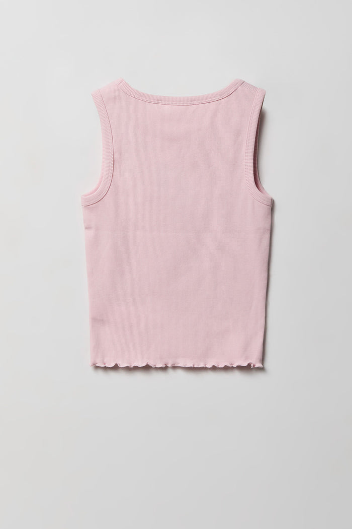 Girls Rhinestone Graphic Ribbed Tank