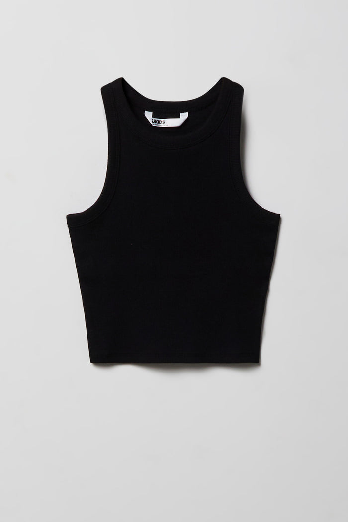 Girls Ribbed High Neck Tank