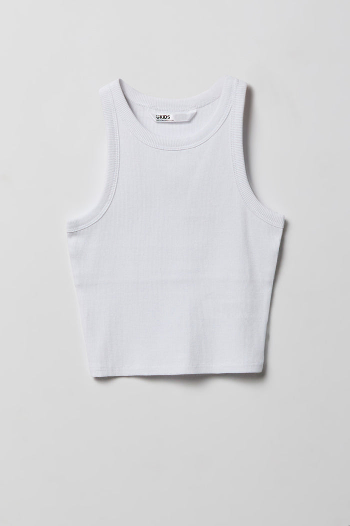 Girls Ribbed High Neck Tank