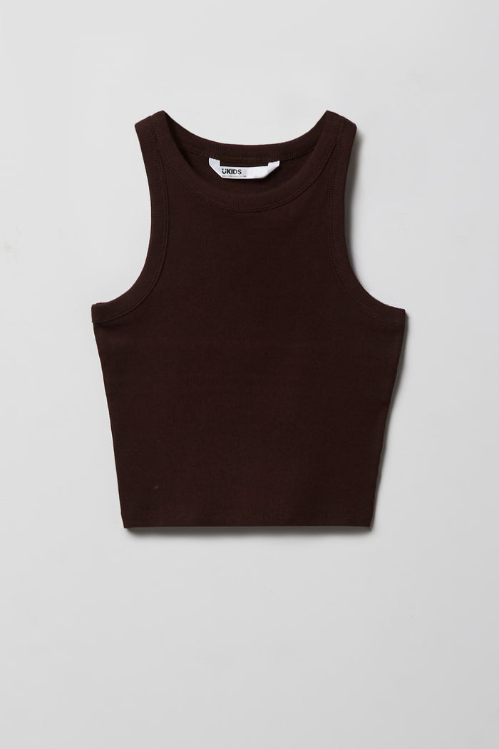 Girls Ribbed High Neck Tank