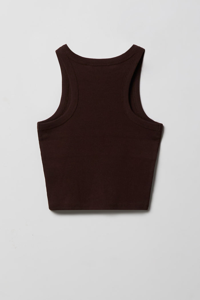 Girls Ribbed High Neck Tank