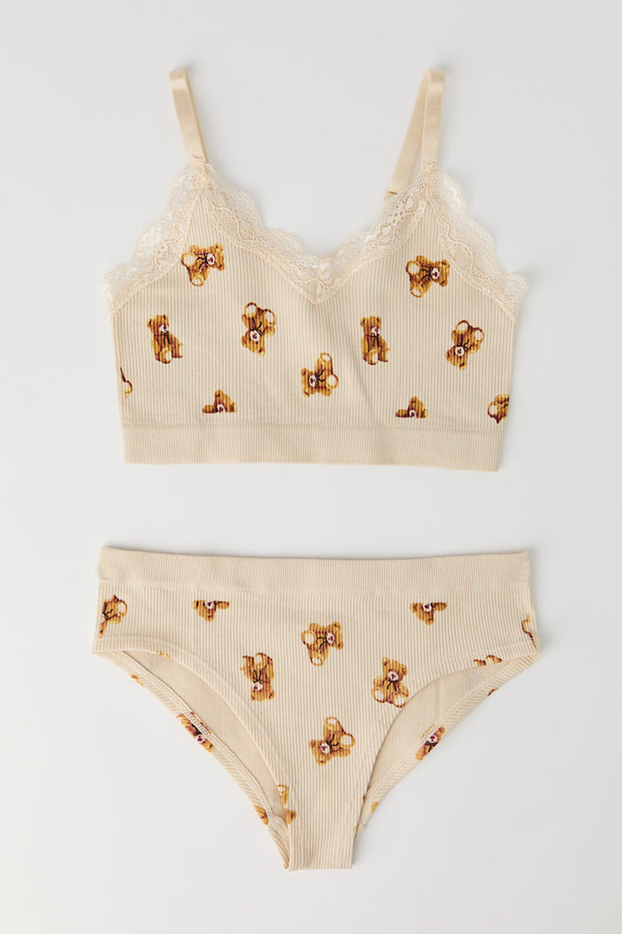 Girls Ribbed Seamless Bra Tank & Underwear Set