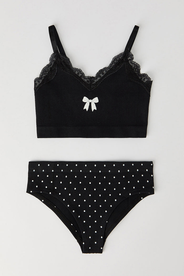 Girls Ribbed Seamless Bra Tank & Underwear Set