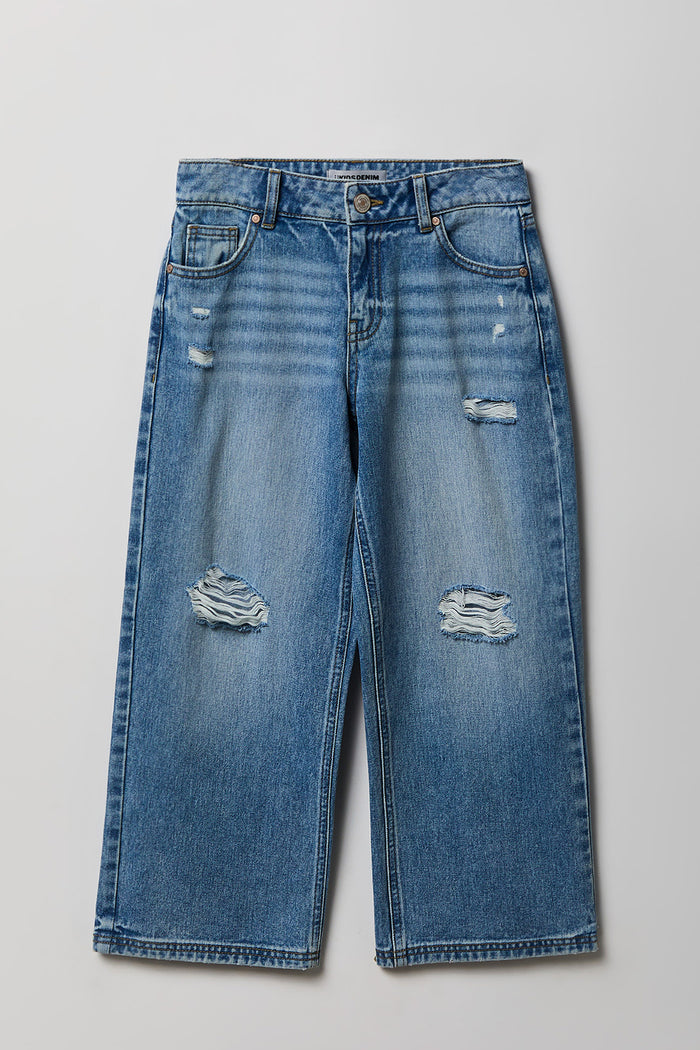 Girls Ripped Mid Rise Super Baggy Jean