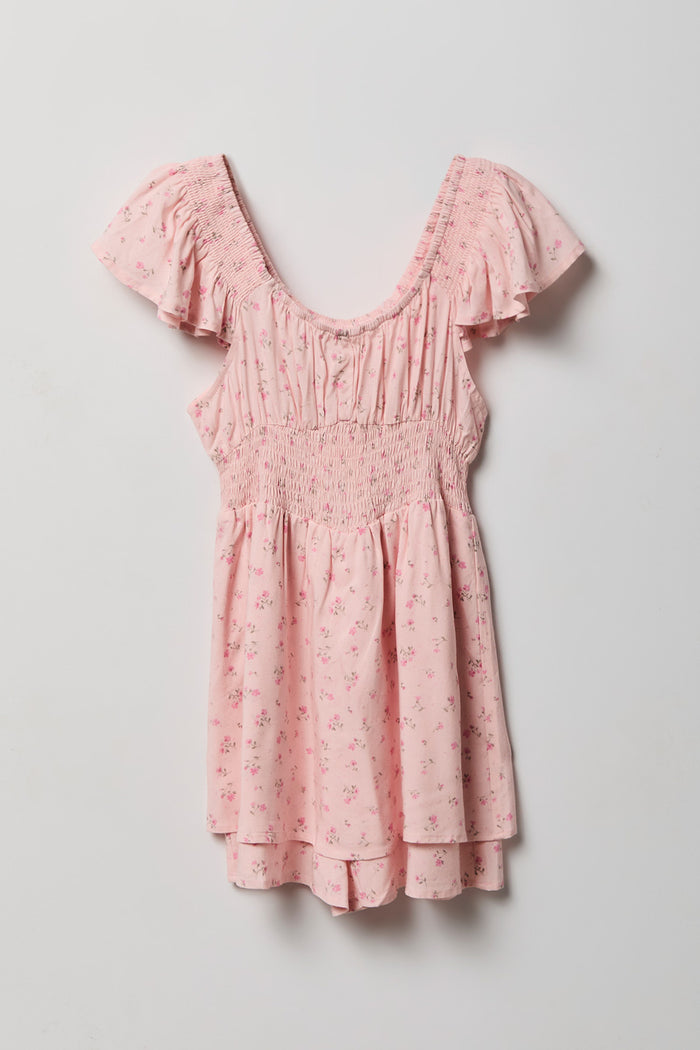 Girls Smocked Waist Romper
