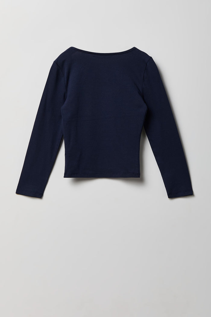 Girls Soft Contour Square Neck Long Sleeve Top
