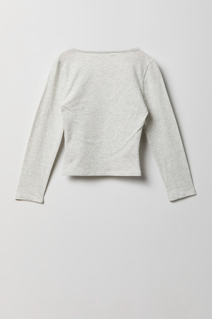 Girls Soft Contour Square Neck Long Sleeve Top