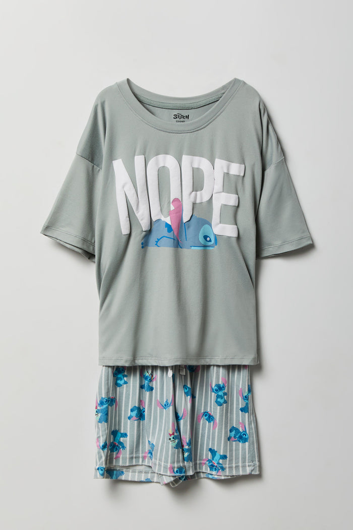 Girls Stitch Graphic T-Shirt & Short Pajama Set
