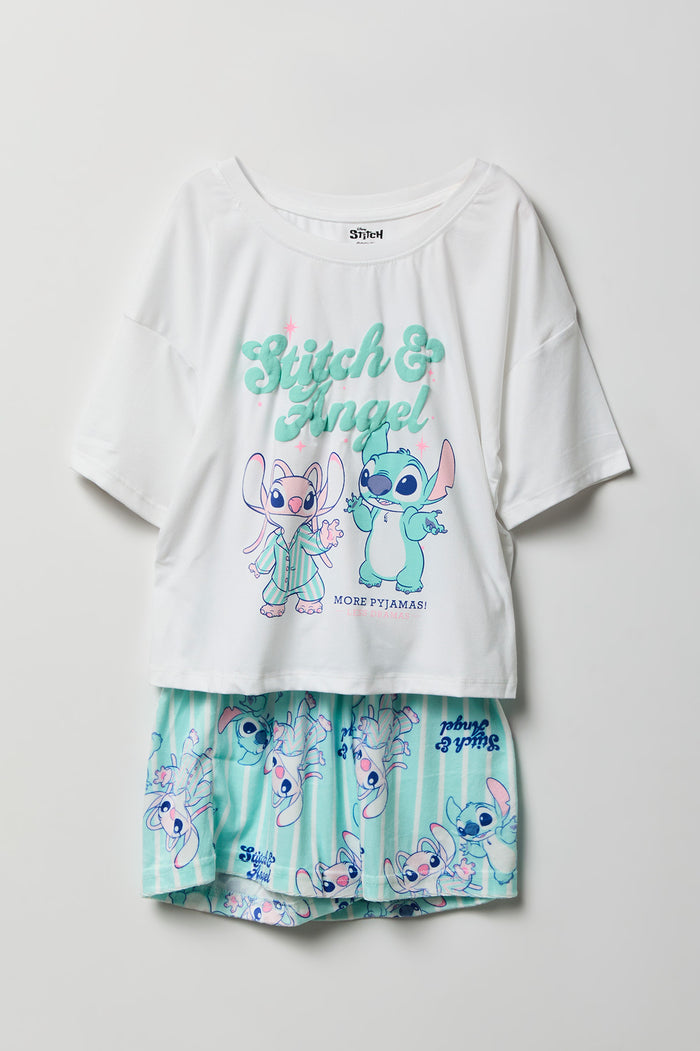 Girls Stitch Graphic T-Shirt & Short Pajama Set