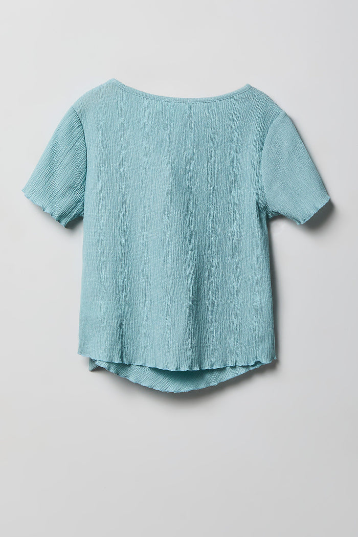 Girls Textured Side Tie Top & Pant Set