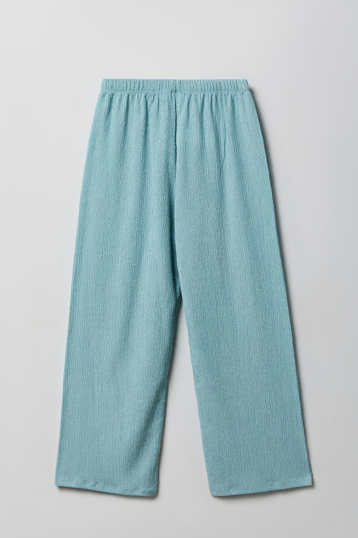 Girls Textured Side Tie Top & Pant Set