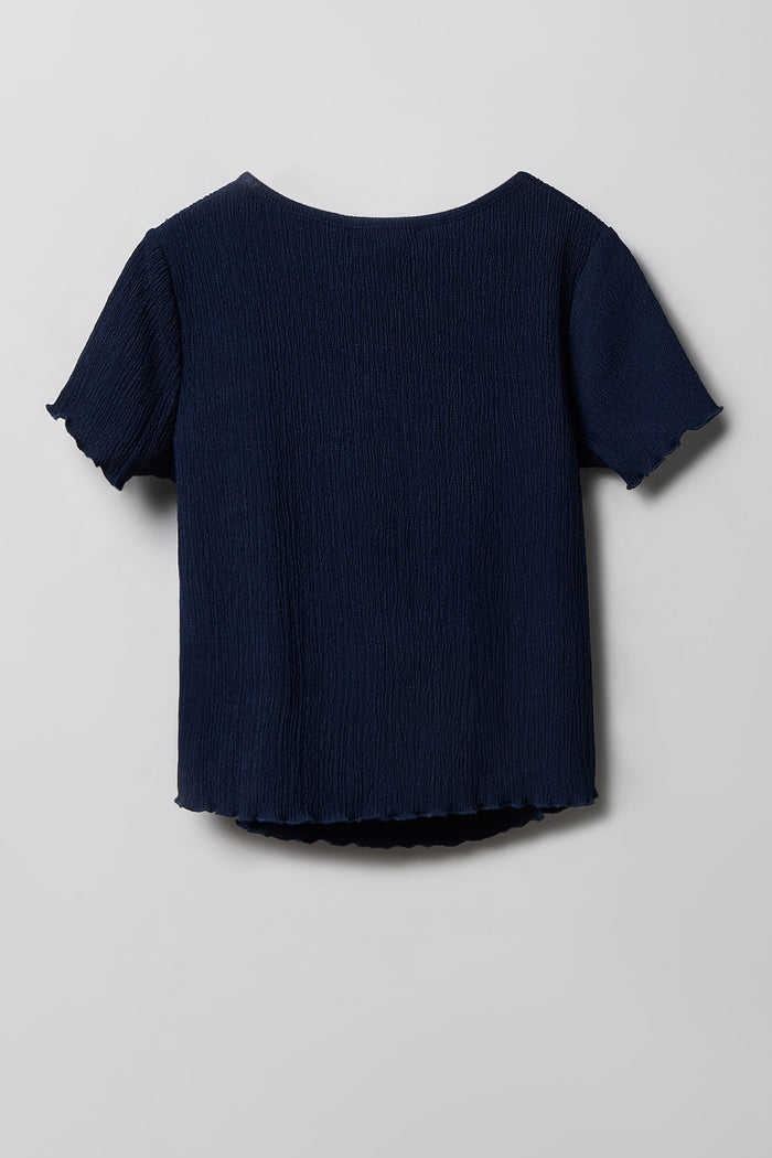 Girls Textured Side Tie Top & Pant Set