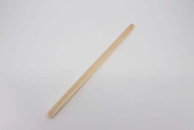 A wooden rolling pin, displayed against a white background.