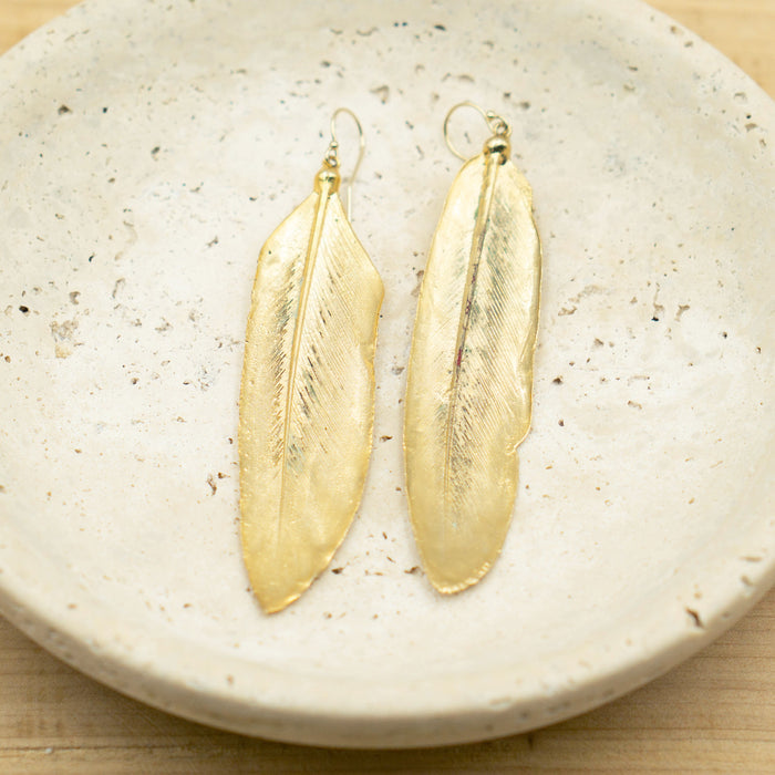 Gold Feather Earrings