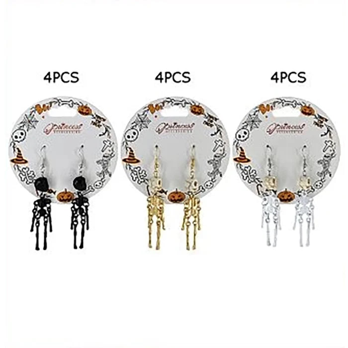 Gothic Skeleton Dangle Earrings – Spooky Halloween Skull Drop Earrings for Women & Cosplay Jewelry (HWE-1060)