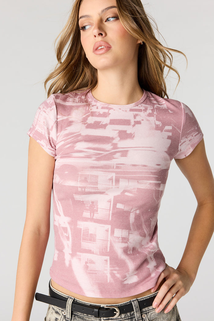 Graphic Ribbed Fitted T-Shirt