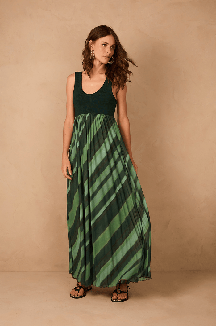 Green Floresta Tricot Top Sleeveless Maxi Dress_1