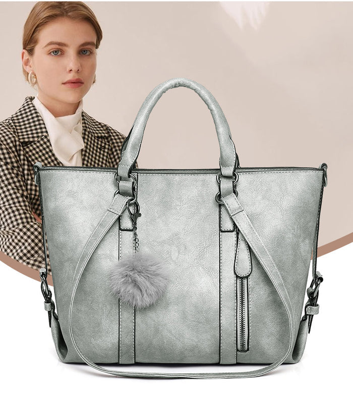 H1283 - Retro Oil Wax 4pc Shoulder Handbag Set