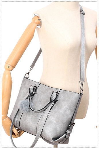 H1283 - Retro Oil Wax 4pc Shoulder Handbag Set