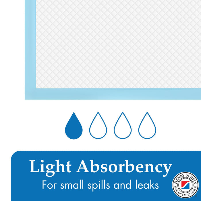 Henry Schein Disposable Underpads 23" x 36" – Light Absorbency, 2-Ply, Latex-Free, Poly-Backed
