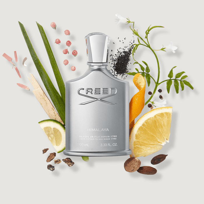 Creed Himalaya Eau de Parfum with Citrus and Woody Fragrance Notes - Ingredient Flat Lay | Creed Fragrances