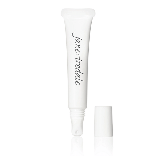 White tube lip treatment with a twist-off cap, branded with Jane Iredale script, representing HydroPure Hyaluronic Acid Lip Treatment | Jane Iredale for skincare and lip hydration.