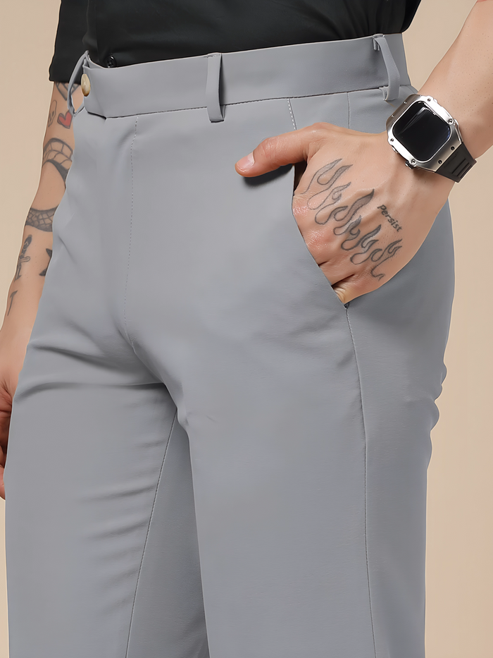 Italian Vega Royal Ash Grey Trouser Slim Fit | ITALIAN VEGA®