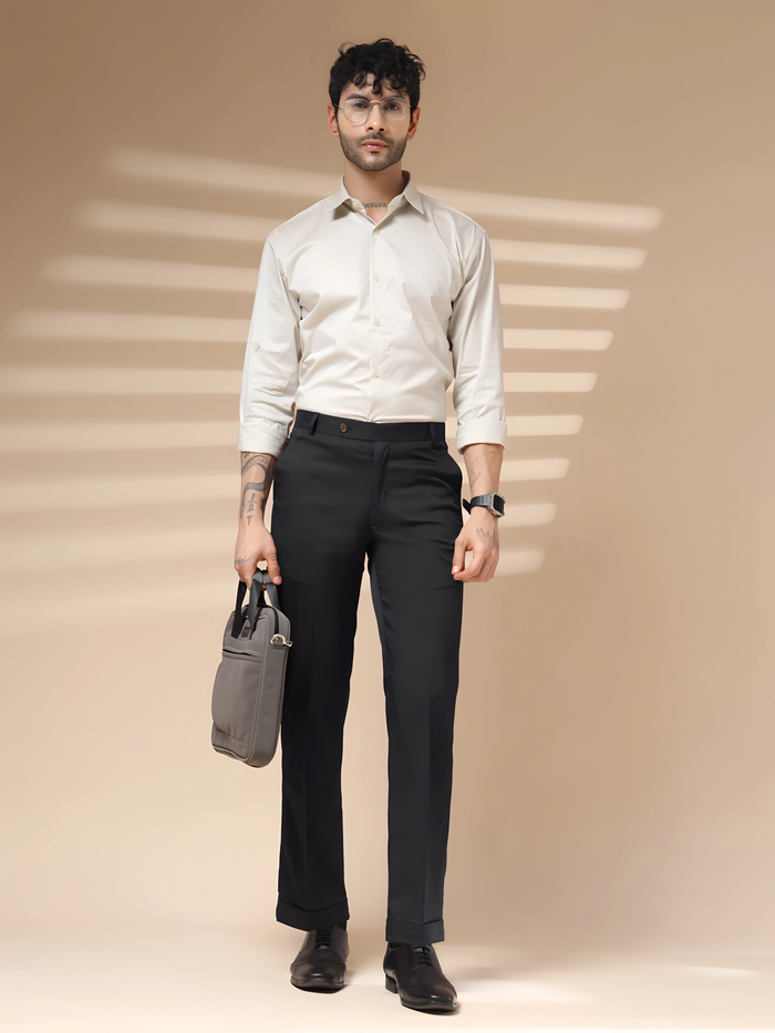 Italian Vega Royal Black Trouser Slim Fit | ITALIAN VEGA®