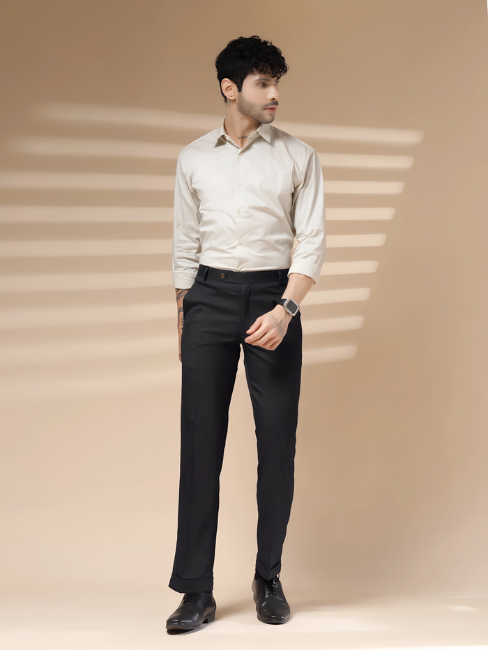 Italian Vega Royal Black Trouser Slim Fit | ITALIAN VEGA®