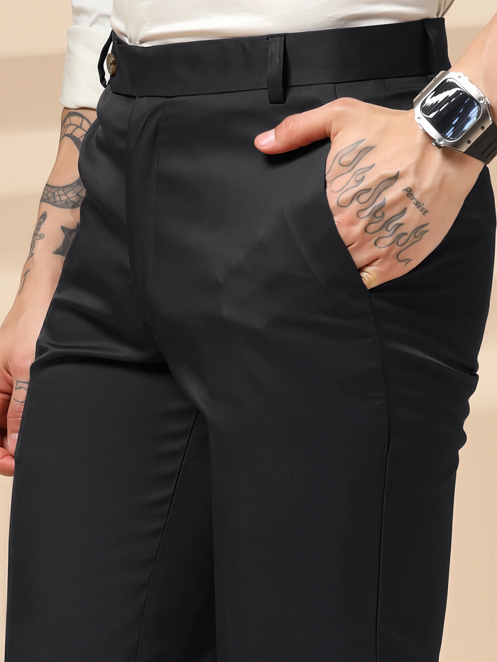 Italian Vega Royal Black Trouser Slim Fit | ITALIAN VEGA®