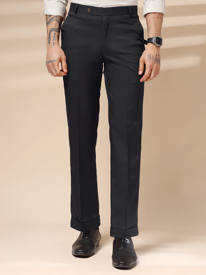 Italian Vega Royal Black Trouser Slim Fit | ITALIAN VEGA®
