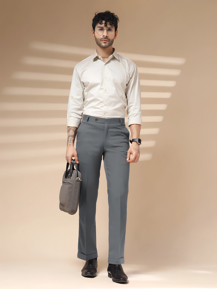 Italian Vega Royal Stone Grey Trouser Slim Fit | ITALIAN VEGA®