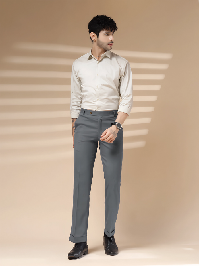 Italian Vega Royal Stone Grey Trouser Slim Fit | ITALIAN VEGA®