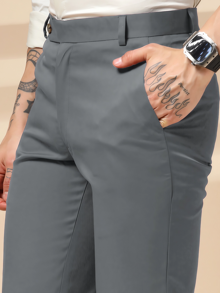 Italian Vega Royal Stone Grey Trouser Slim Fit | ITALIAN VEGA®