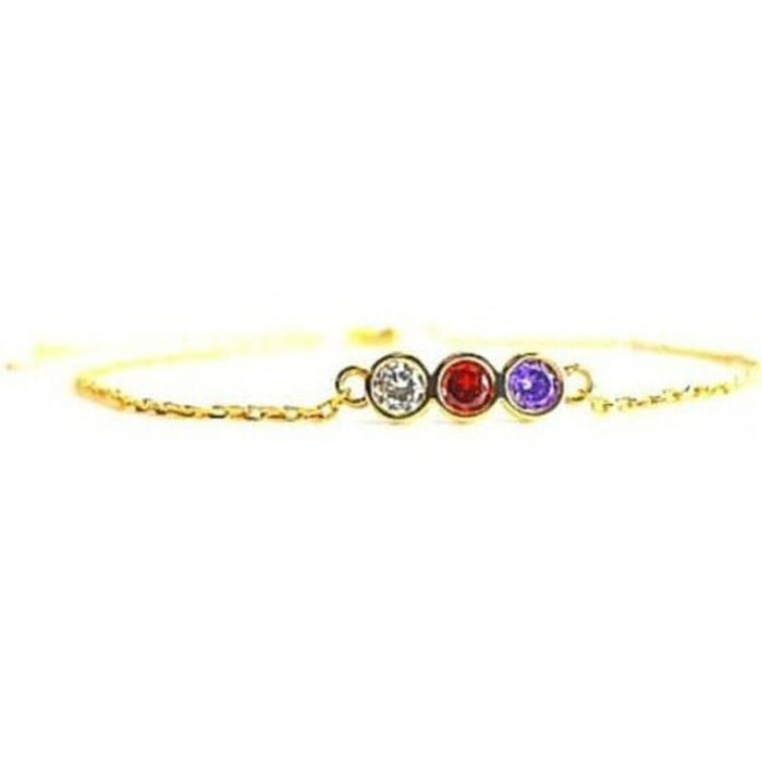 January birthstone bracelet in gold-plated sterling silver with garnet, amethyst and lab-created diamond