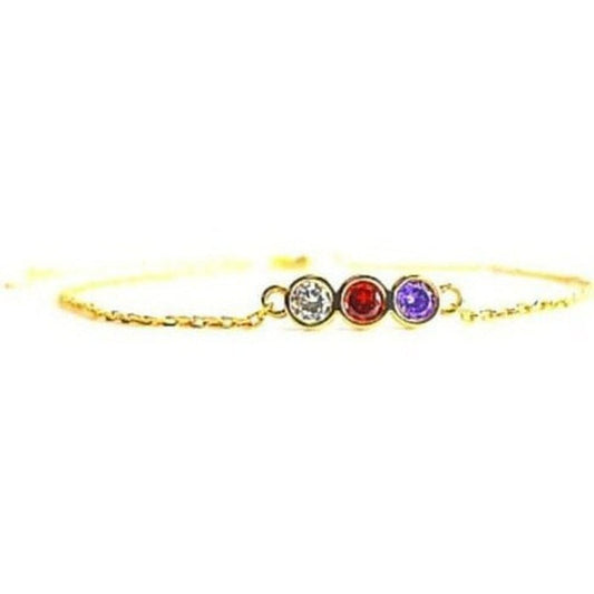 January birthstone bracelet in gold-plated sterling silver with garnet, amethyst and lab-created diamond