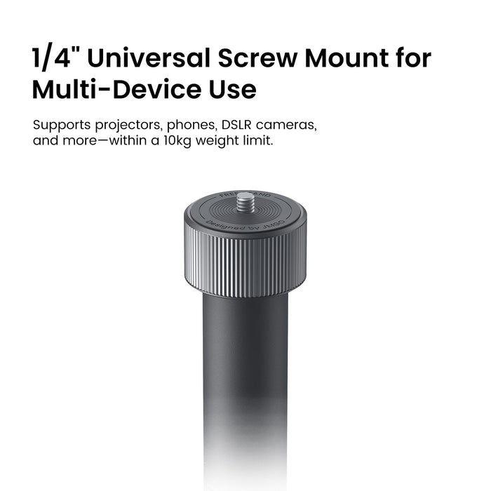 JMGO mini floor stand with universal screw mount, supporting projectors, phones, and devices up to 10kg