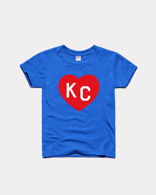 Blue & Crimson Kids KC Heart Vintage Youth T-Shirt