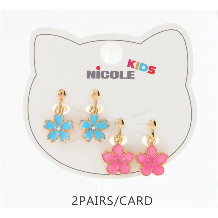 Kids Flower Dangling Clip-On Earrings Set (2 Pairs/Card) – CR4344