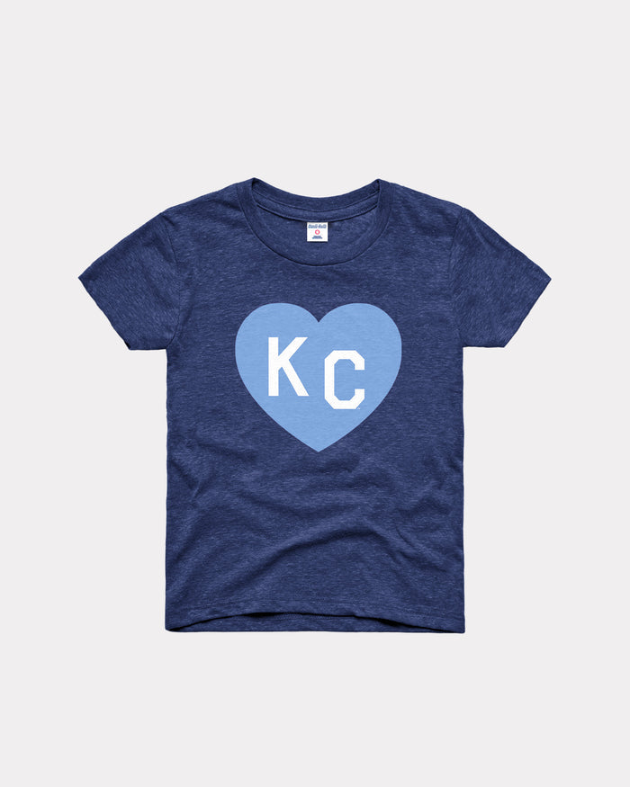 Kids Navy & Light Blue KC Heart Vintage T-Shirt