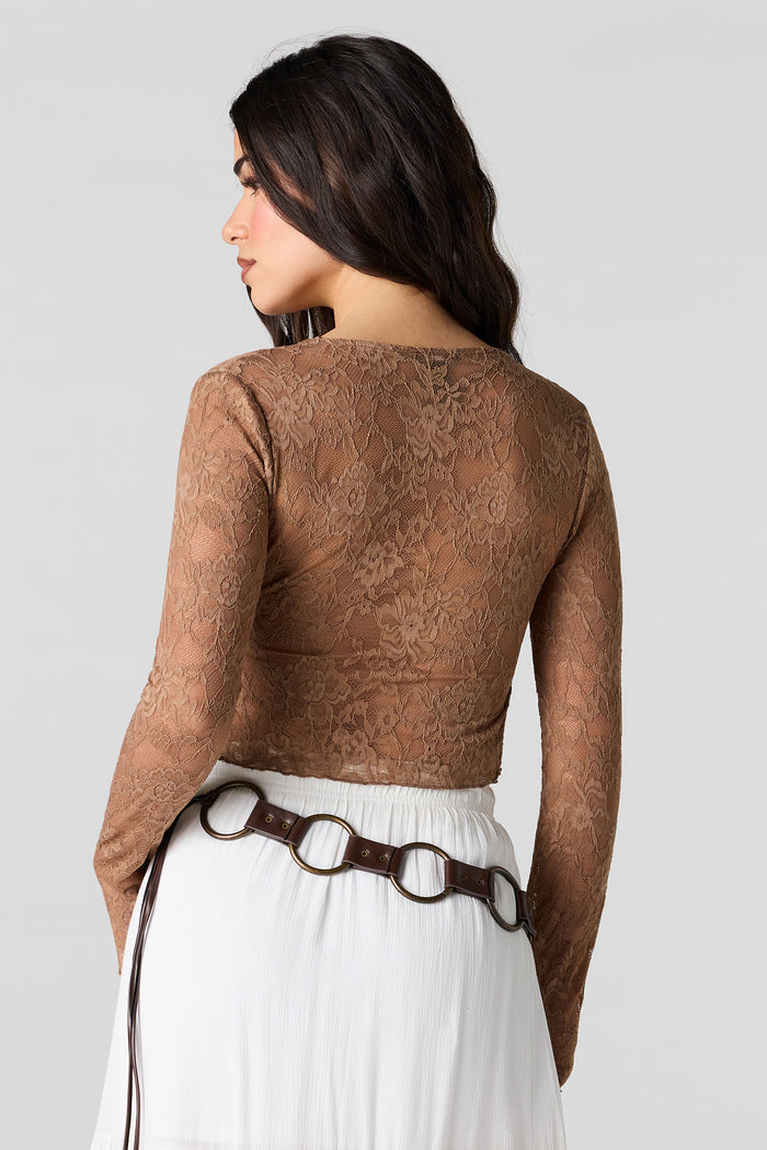 Lace Flyaway Long Sleeve Top