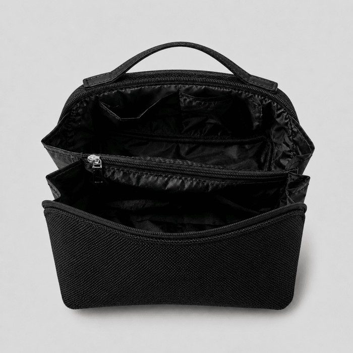 Large Capacity Travel Cosmetic Bag Canvas Black - astorebags.pk