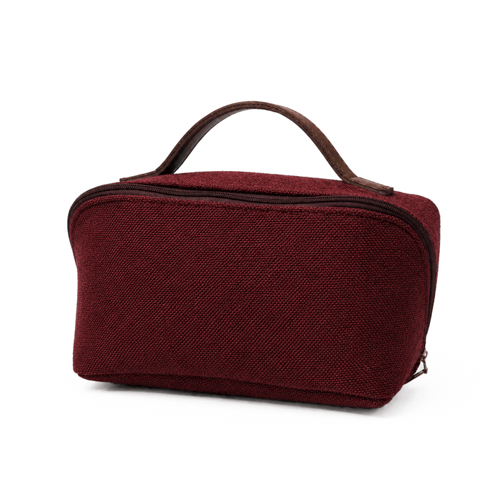 Large Capacity Travel Cosmetic Bag Canvas Maroon - astorebags.pk