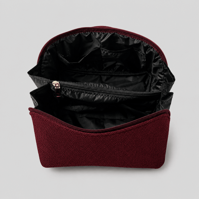Large Capacity Travel Cosmetic Bag Canvas Maroon - astorebags.pk