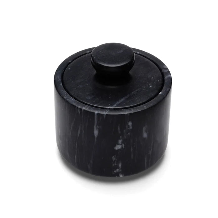 Lidded Black Marble Salt Cellar